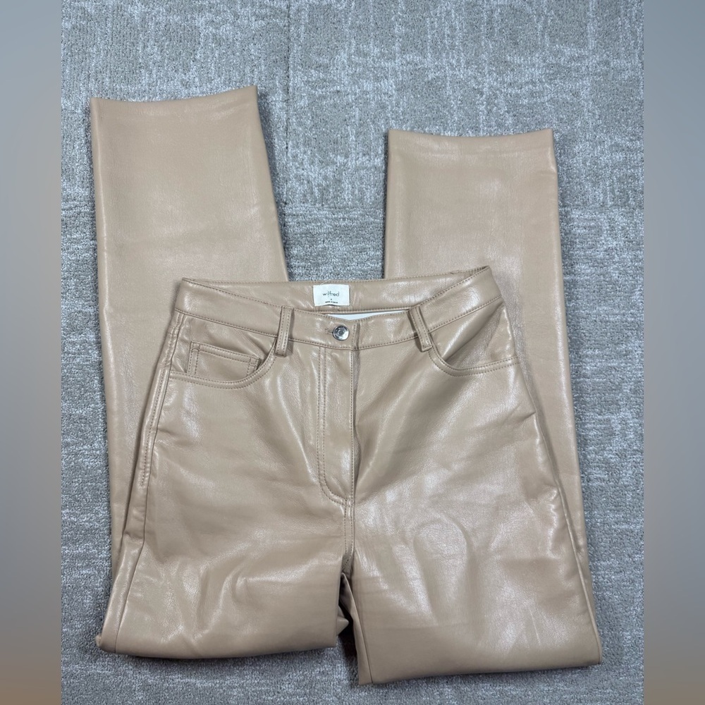 Aritzia Wilfred Melina Tan High Rise Faux Leather Pant Womens Size 4